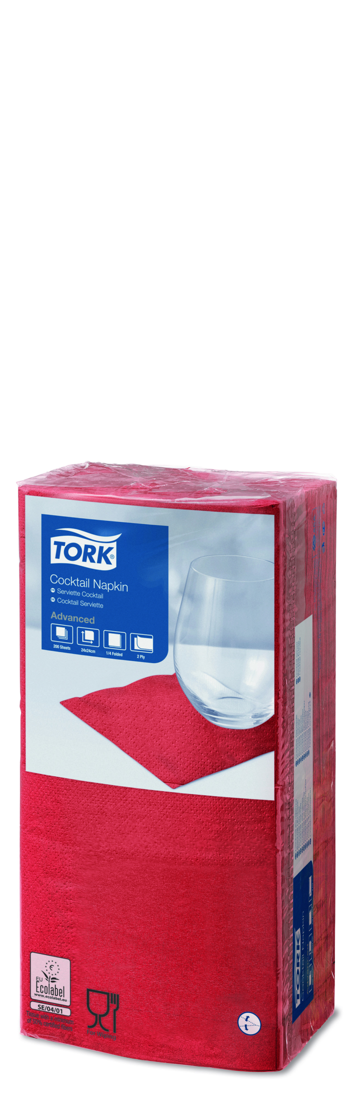 Tork Cocktail galda salvetes 24/2/200gab. sarkanas