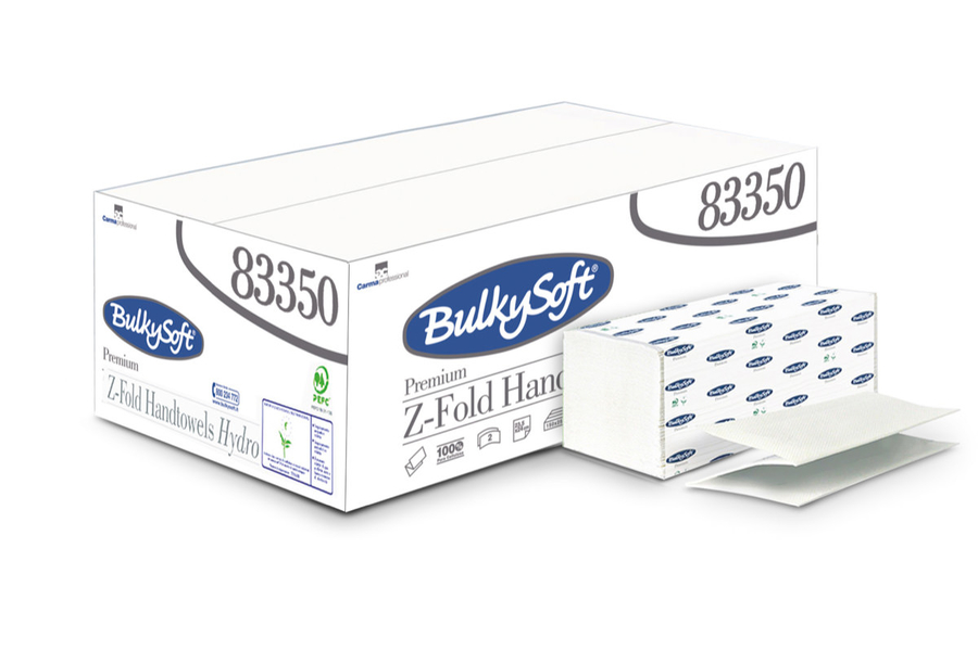 Bulkysoft Premium Flushable papīra dvieļi, Z, 2-kārtas 150 salv., 20,5x24cm