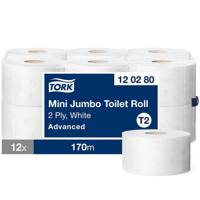 Tork Advanced Mini Jumbo tualetes papīrs 170m T2, 2-slāņu, perforēts