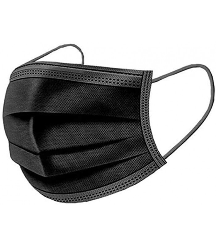 Sejas maska BFE 99% ar gumijām 3-kārtas, melna, tips II, 50 gab.