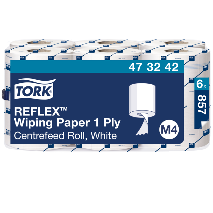 Tork Reflex Midiroll M4 однослойные бумажные полотенца 300м, 857 листов, белые