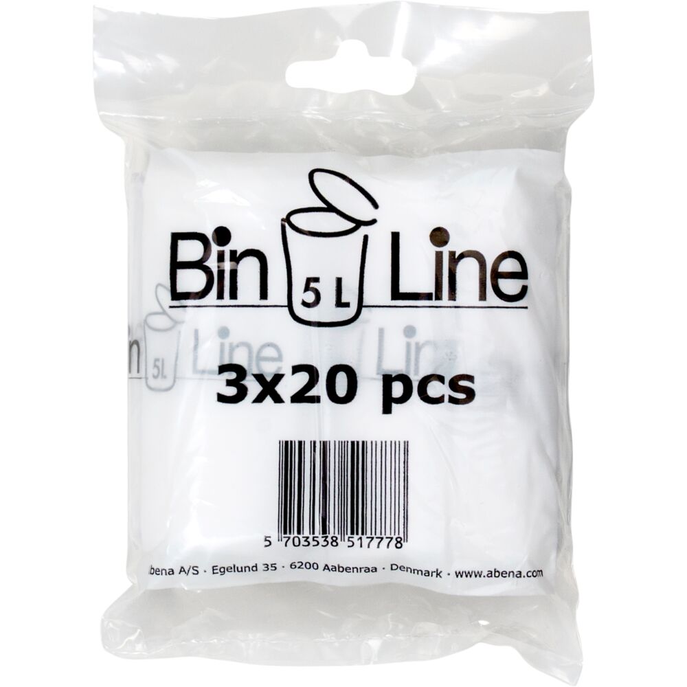 Мешки для мусора BINLINE 5л 34x39 см, 10мкр LLDPE, 20 шт./рул..прозрачные, 3 шт.