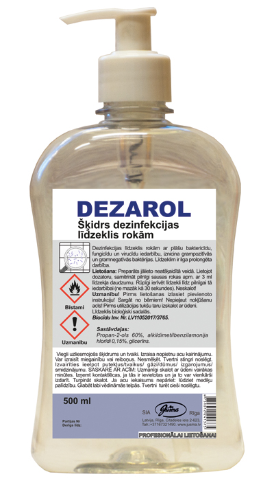 Ewol DEZAROL dezinfekcijas līdzeklis rokām ar dozatoru 500ml 