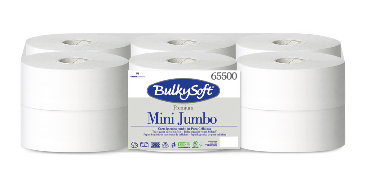 Bulkysoft Premium Mini Jumbo туалетная бумага145м, 2 слоя, белая