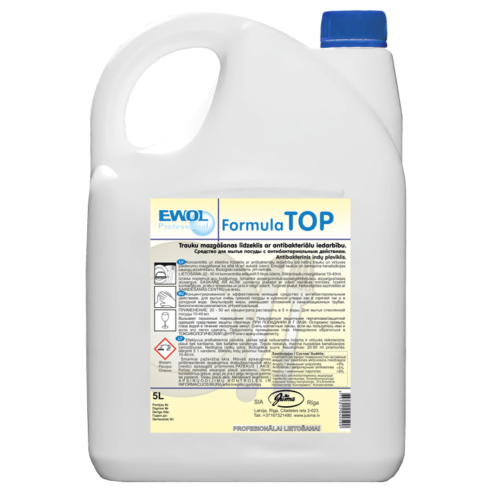 EWOL TOP antibakteriālais trauku mazgāšanas koncentrāts 5L