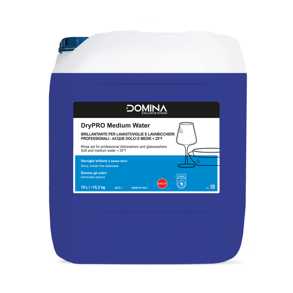 DOMINA DryPRO skalošanas līdzeklis trauku mazgājamām mašīnām 15,3 kg/15L