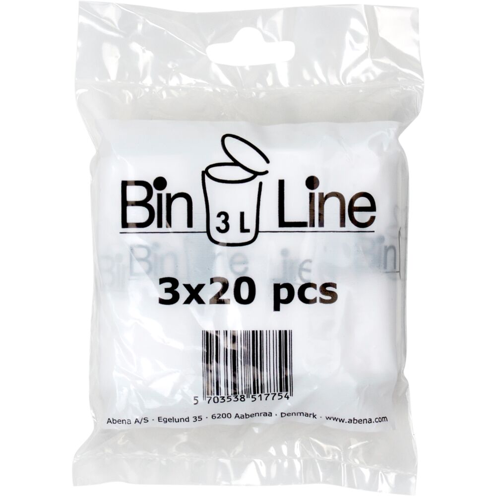 Мешки для мусора BINLINE 3л 29x35см, 10 мкр, LLDPE, 20 шт/рул., 3 рулона