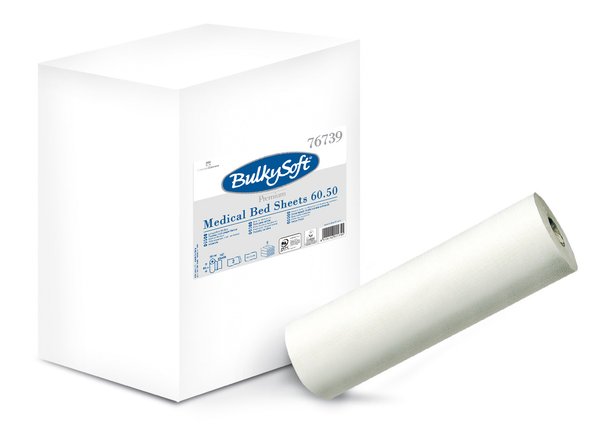 Bulkysoft kušetes pārklājs ar perforāciju 60cm x 50m, 2 kārtas, balts
