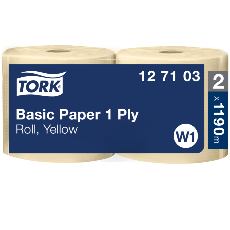 Tork Basic industriālais papīra dvielis 1190m, 23,5cm, W1, dzeltens